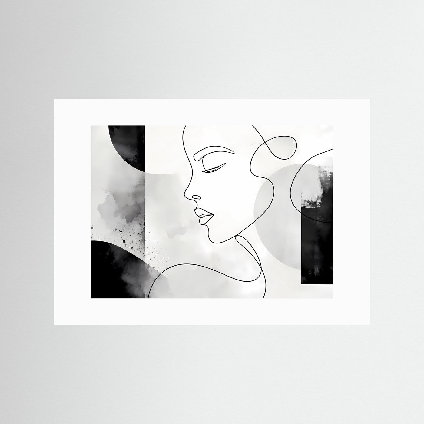 Minimalistisches One Line Gesicht Wandbild | Schwarz Weiß Line Art Poster | Modernes Frauenportrait | Skandinavische Boho Kunst | Abstrakte Leinwand