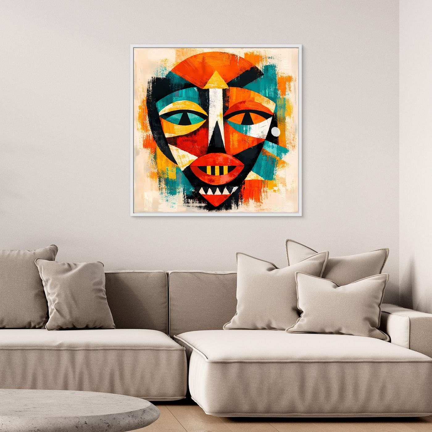 Leinwand Abstrakte Afrikanische Maske | Kubistisches Modern Art Wandbild