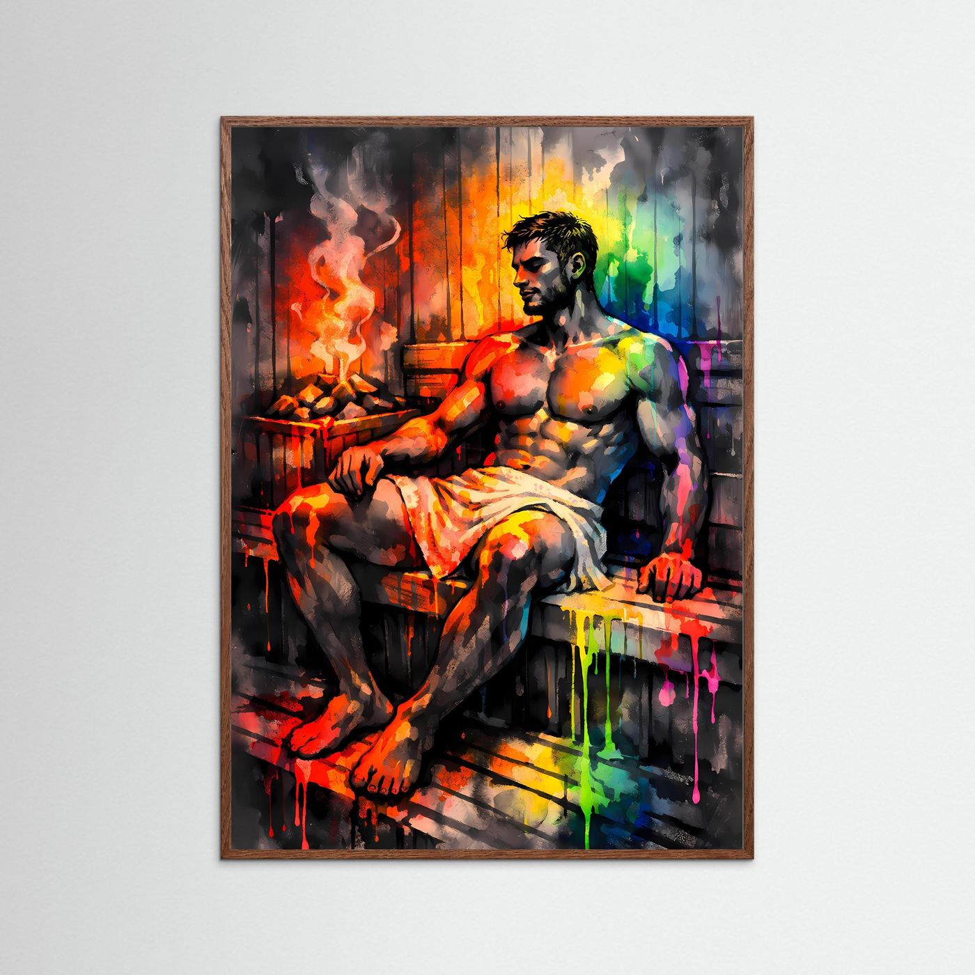 Oase der Entspannung | Abstraktes Sauna & Wellness Poster in lebendigen Farben | Modernes Kunstposter Hochformat