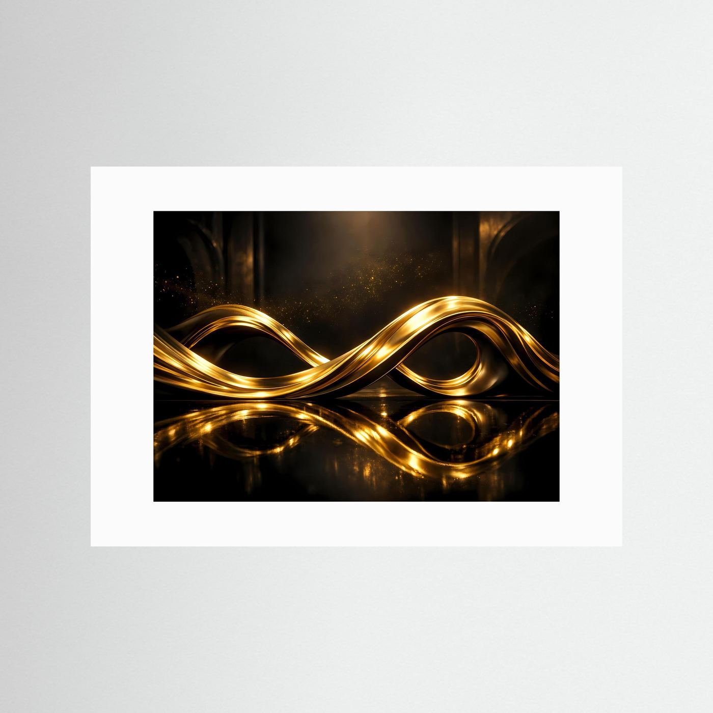 Elegante Goldene Wellen im Unendlichkeitsdesign | Luxus Kunst & Abstrakte Wanddeko Querformat