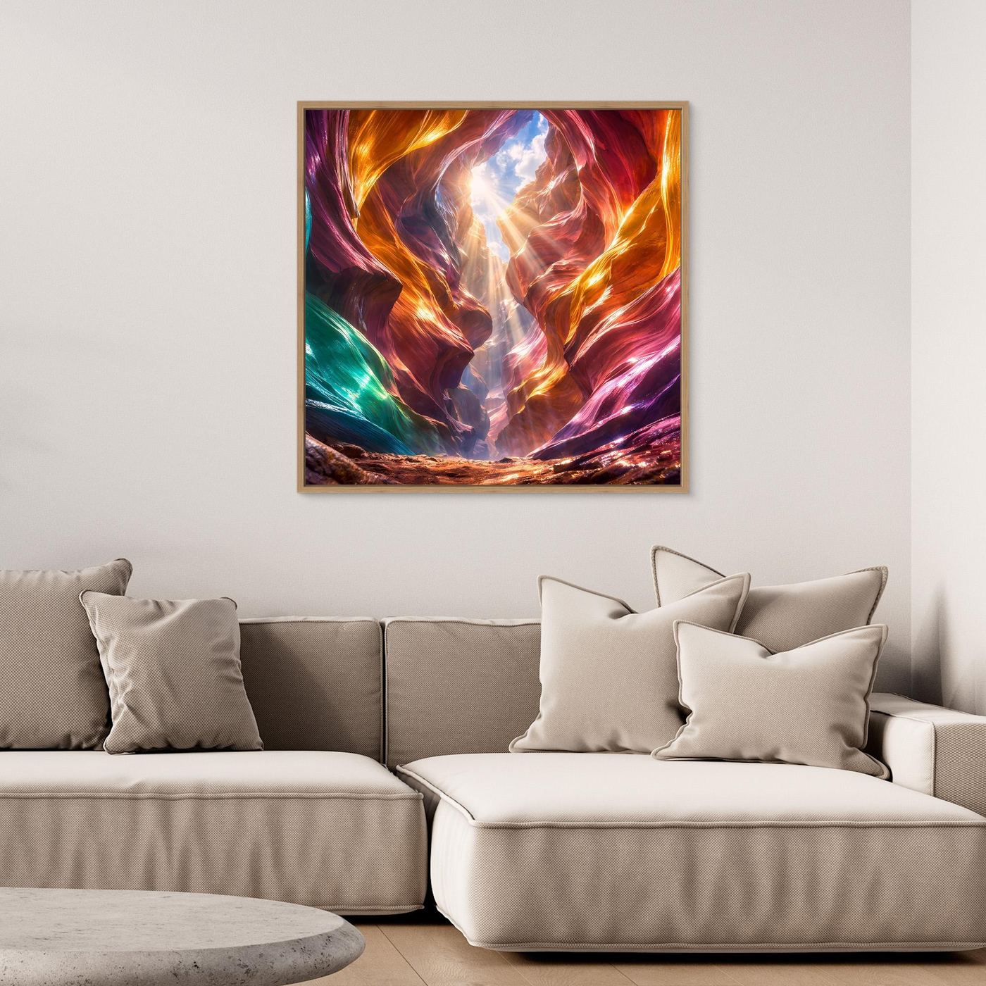 Leinwandbild Magischer Antelope Canyon | Abstraktes Felsenschauspiel Wandbild auf echtem Holzkeilrahmen