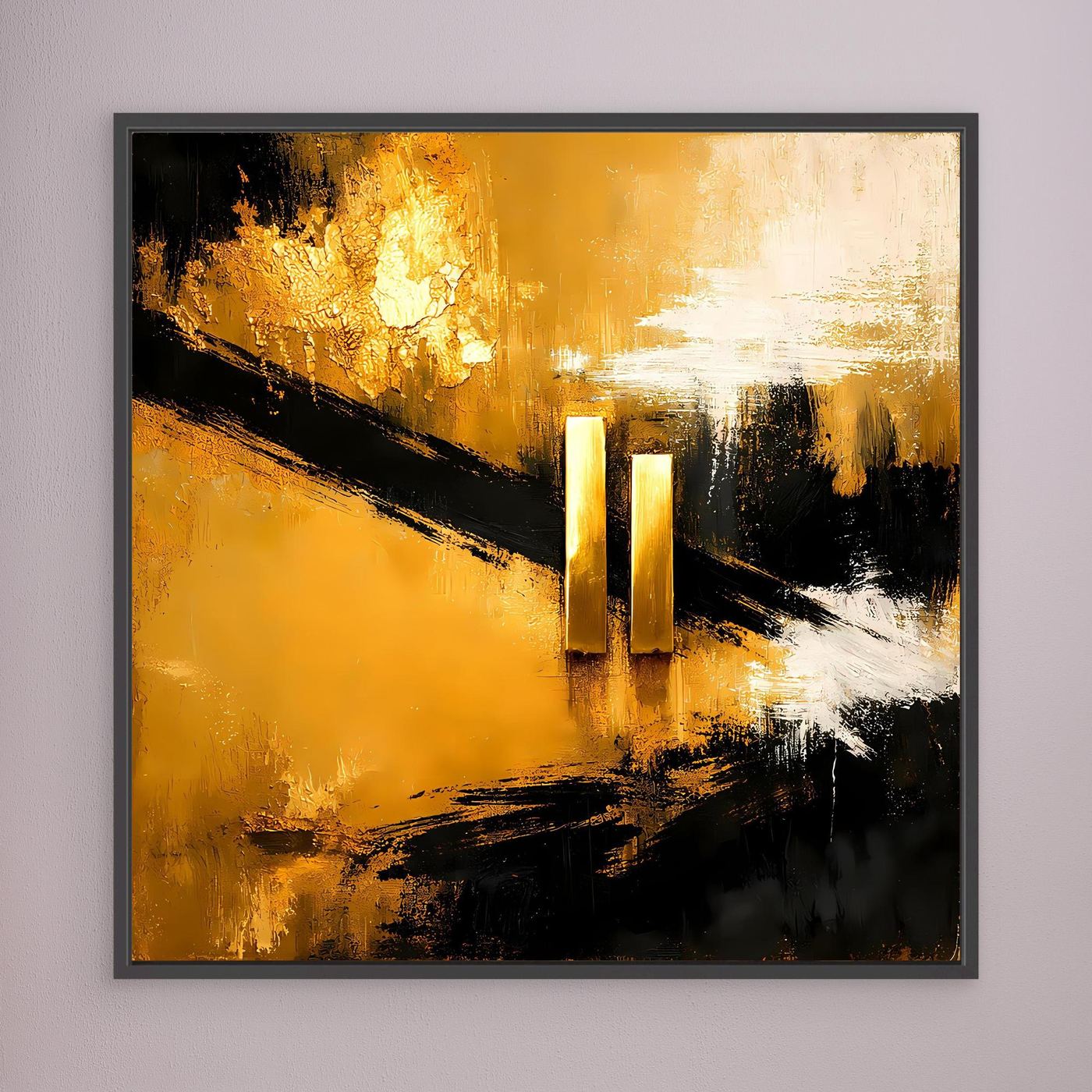 Leinwand Abstrakte Geometrie in Gold und Schwarz | Modernes Minimalistisches Wandbild