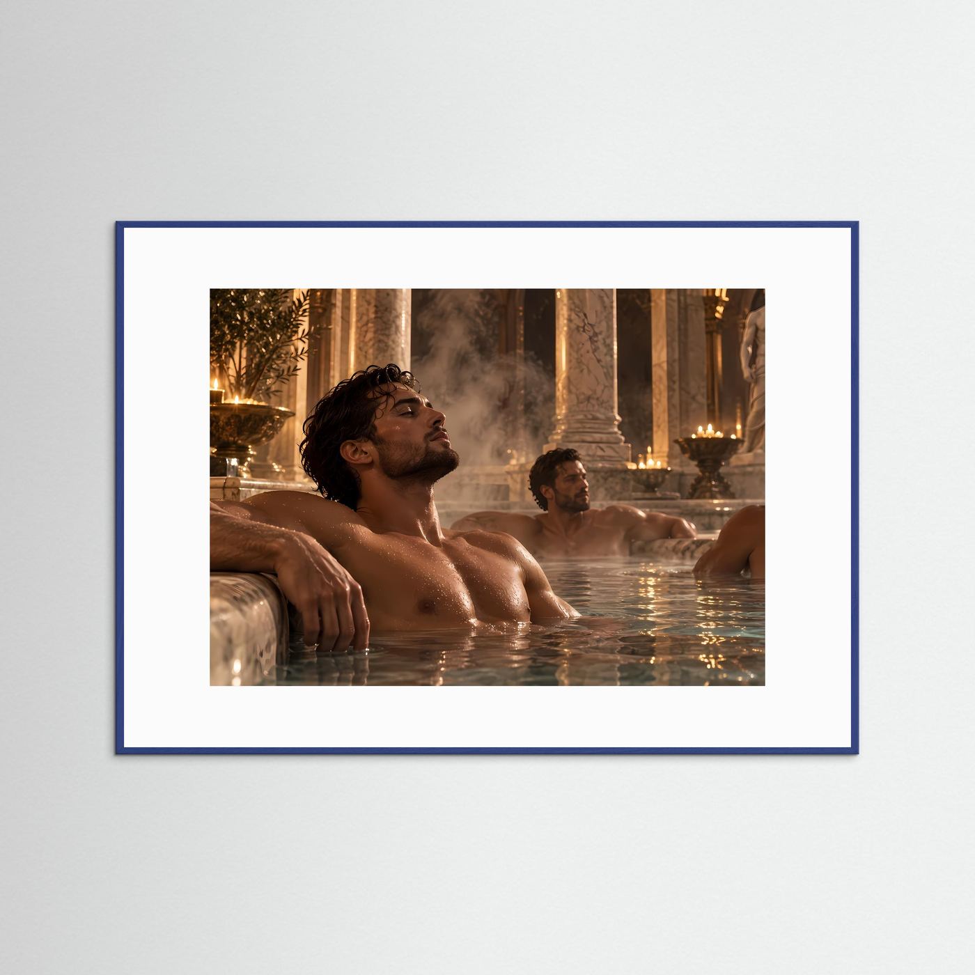 Luxuriöse römische Badehalle – Antikes Spa Motiv mit Marmor, Säulen & Figurenkunst