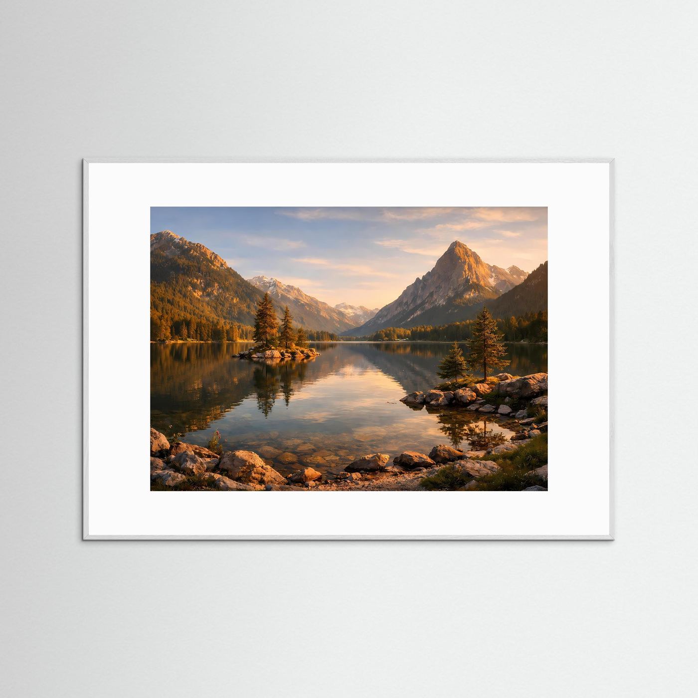 Alpenidyll am Bergsee im Abendlicht | Panorama Bergmassiv & Natur Poster Querformat