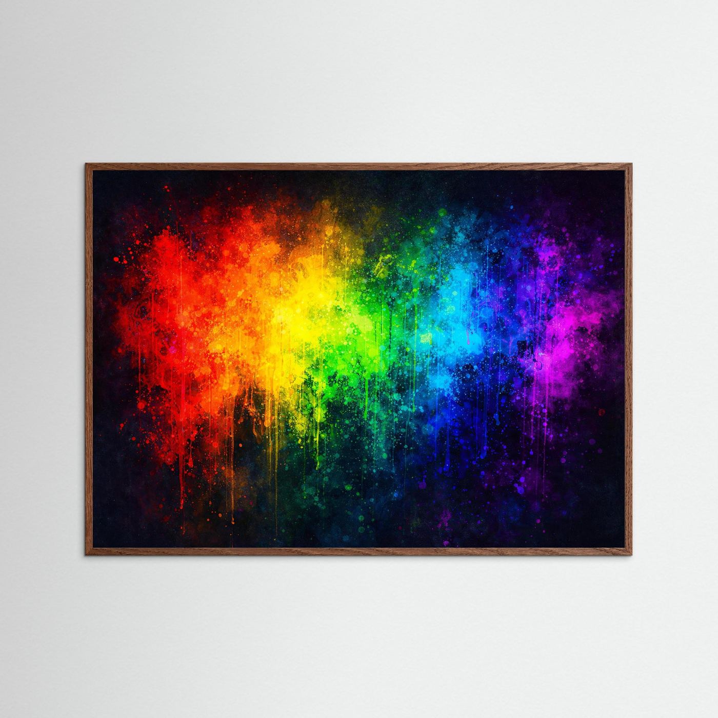 Abstrakte Regenbogen Farbexplosion | Buntes Modernes Wandbild & Kunst Poster Querformat