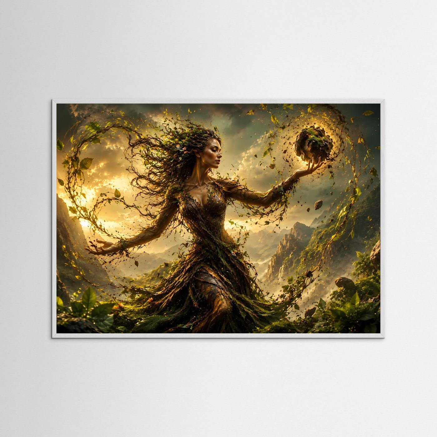 Naturgöttin Poster | Waldmagie Wandbild | Element Erde Kunst | Mystische Fantasy | Fine Art Print
