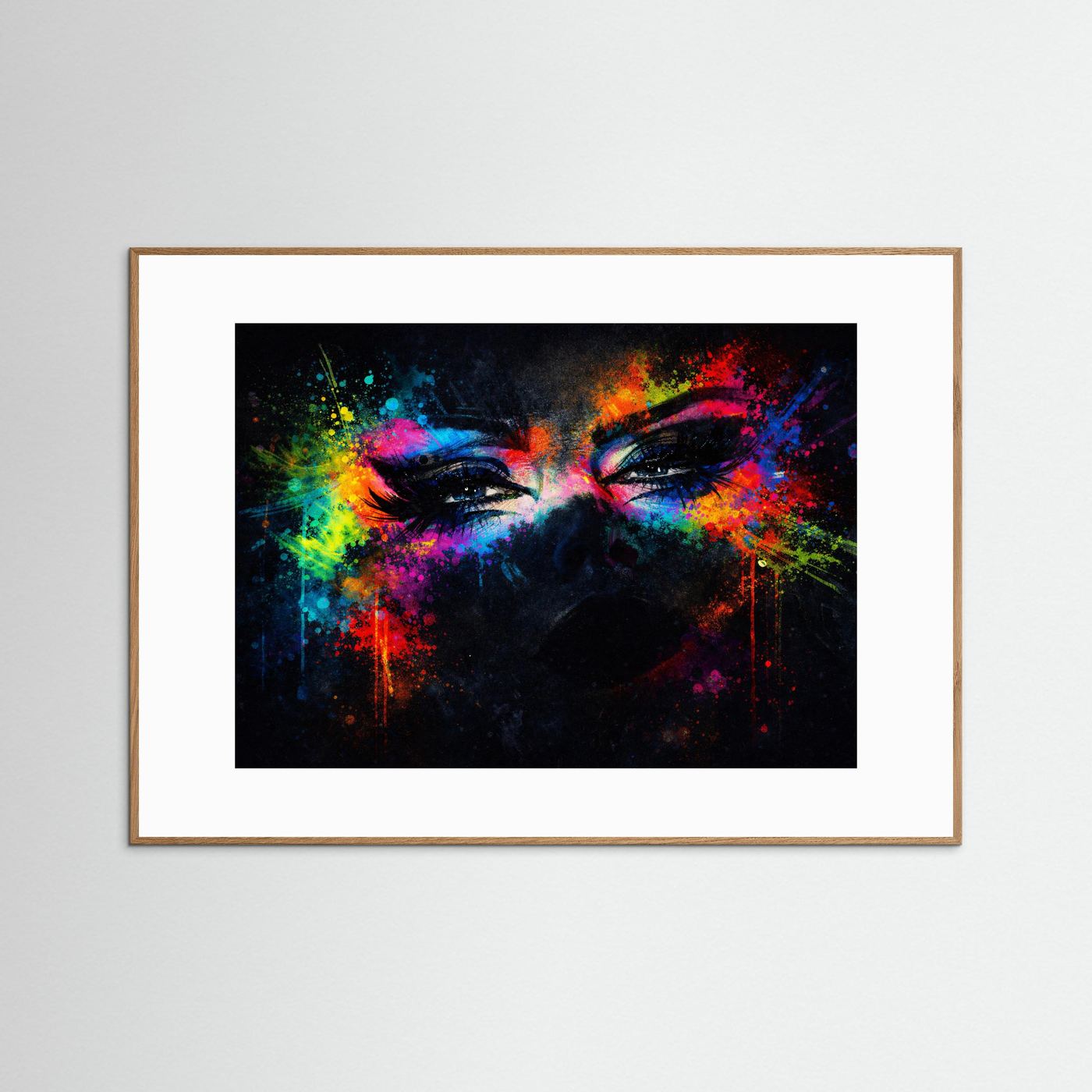 Magie des Blicks & Farbexplosion | Moderner Kunst Print Querformat Wandbild