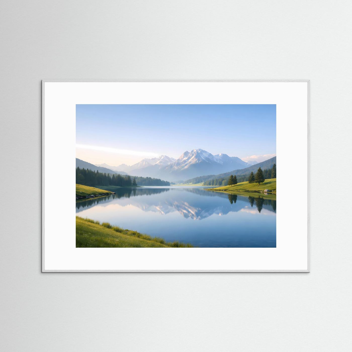 Majestätische Alpen im Spiegelsee | Panorama Berg & Natur Poster Querformat