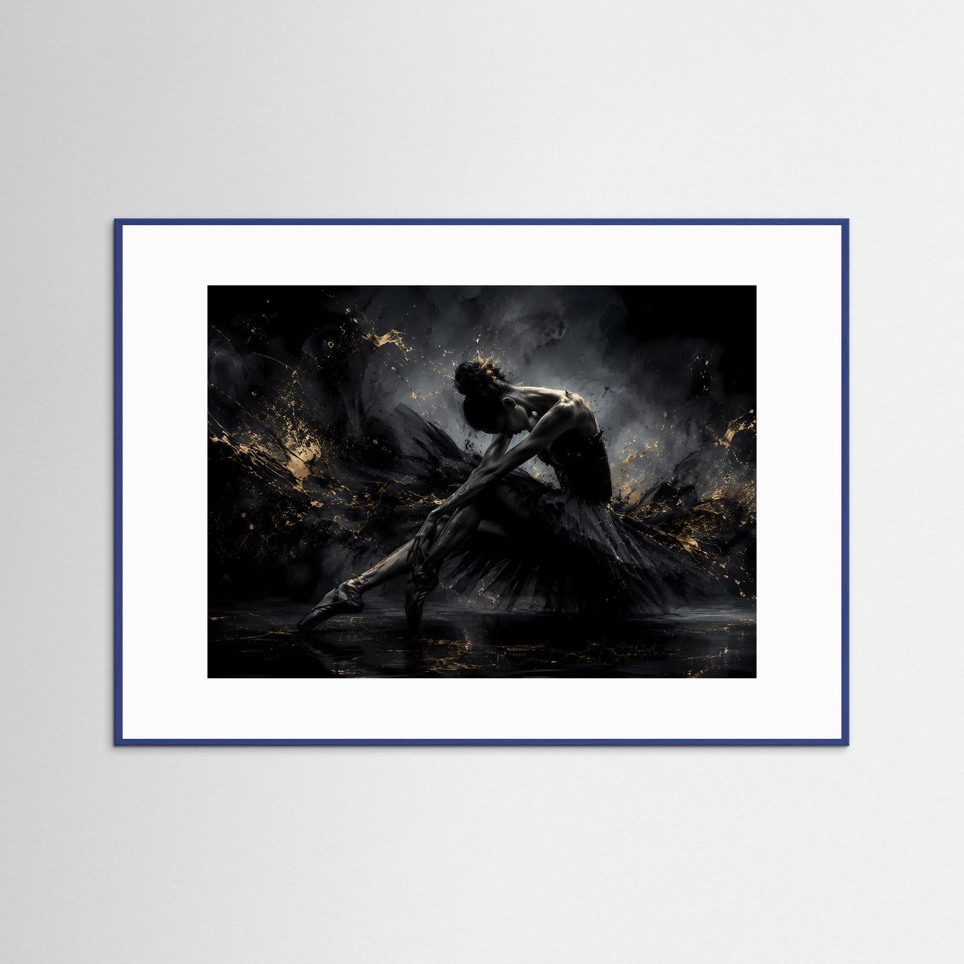 Anmut in Schwarz & Gold | Elegantes Ballerina Poster im Modern Art Stil