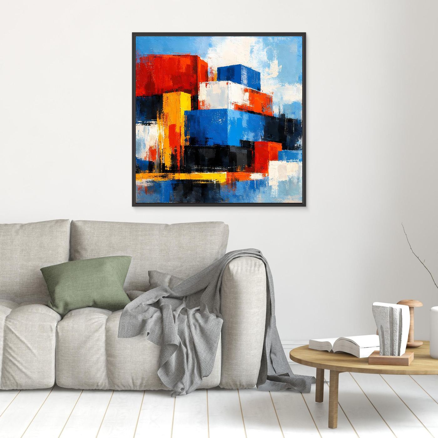 Leinwand Abstrakte Geometrische Kuben | Modernes Wandbild Bunte Blöcke