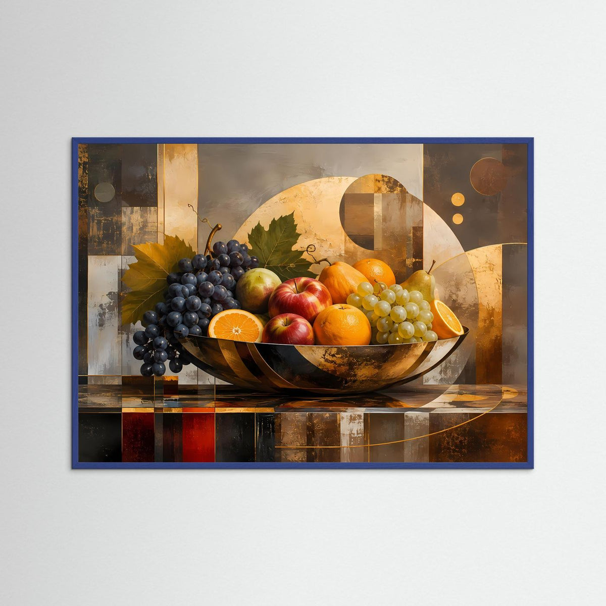 Querformat-Poster: Obst in Schale mit Trauben und Zitrusfrüchten, warmes Farbspiel