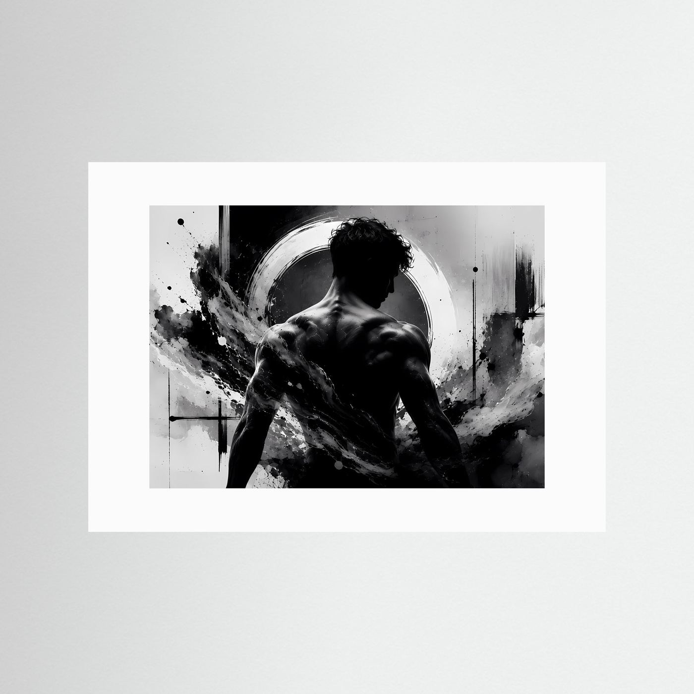 Männer Silhouette Poster Schwarz Weiß | Abstrakte Körperkunst | Monochrome Moderne Wandkunst | Minimalistisches Wandbild