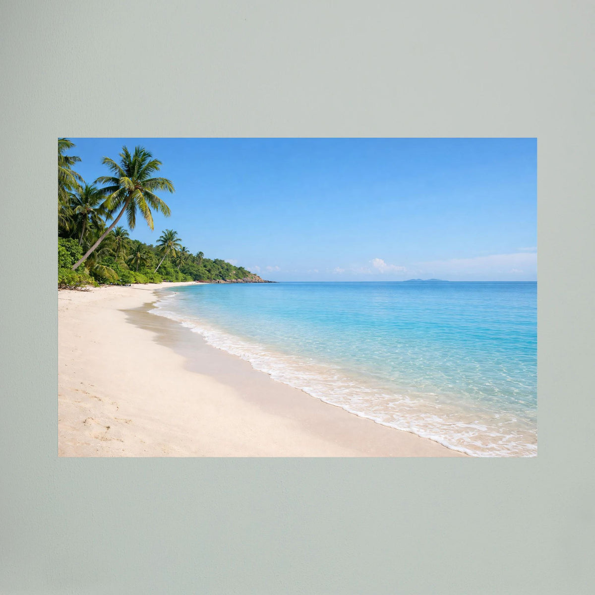 Nahansicht des Wandbilds: tropischer Strand mit Palmen und türkisfarbenem Meer