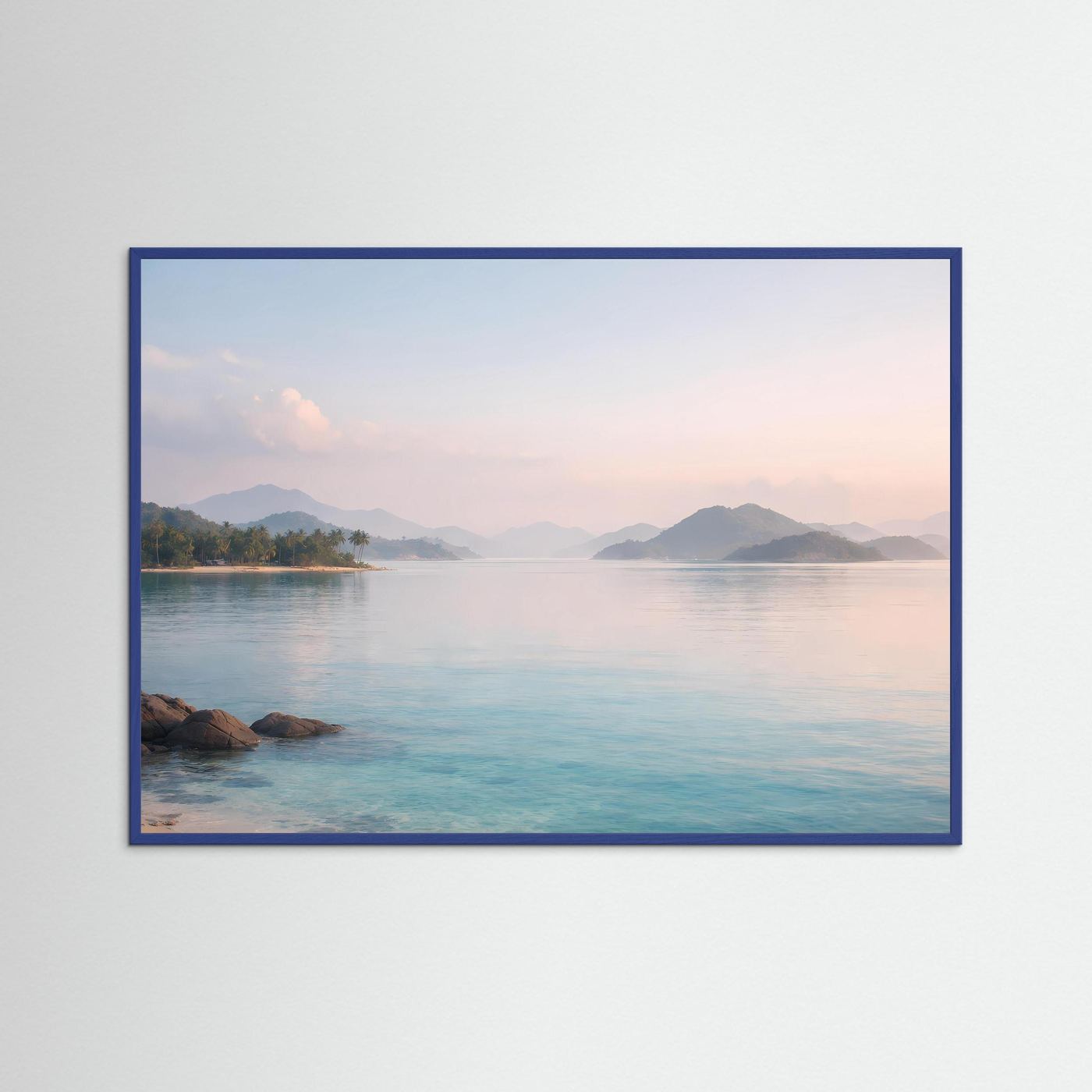 Tropische Bucht im Morgengrauen | Paradiesisches Insel Panorama Poster Querformat