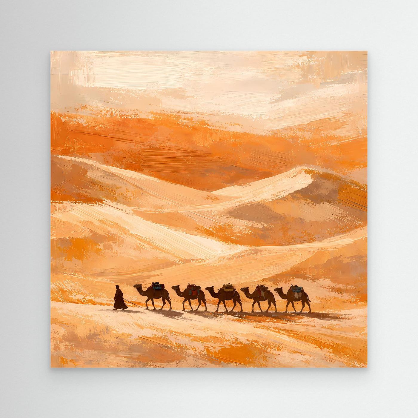 Leinwand Kamelkarawane in der Wüste | Abstraktes Orient Wandbild
