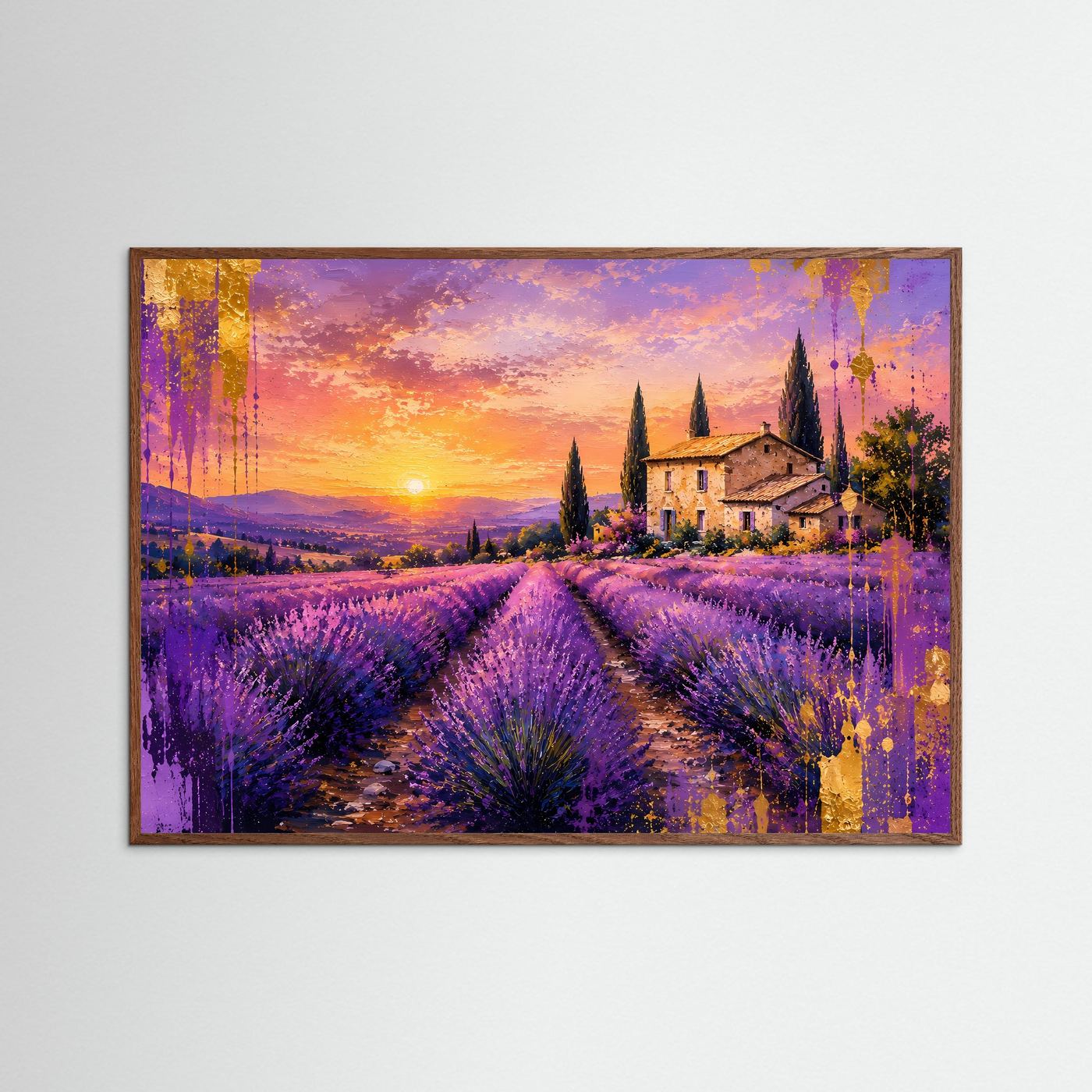 Träumerische Lavendelfelder in der Provence | Sonnenuntergang & Toskana Poster Querformat