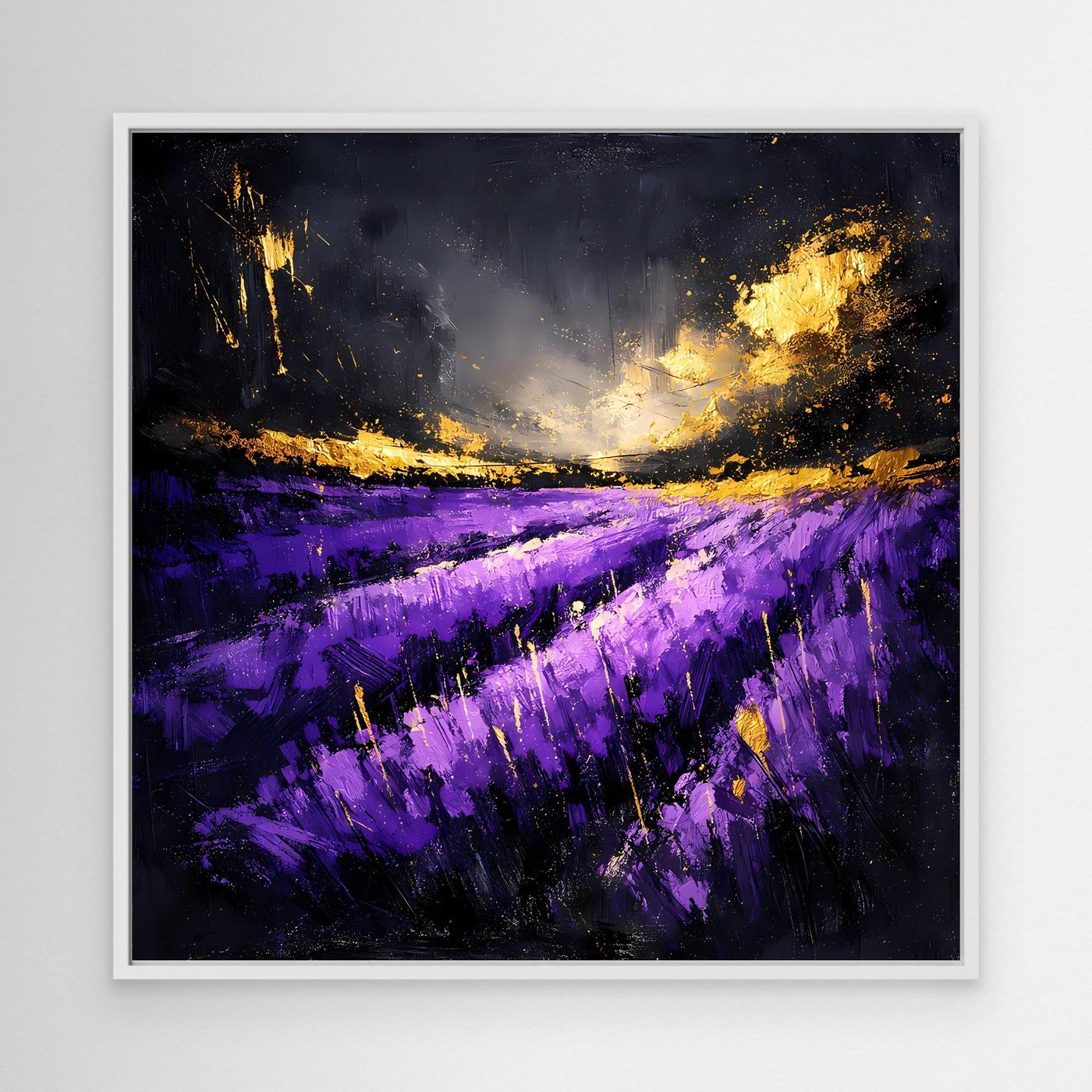 Leinwand Abstraktes Lavendelfeld im Abendlicht | Modernes Natur Wandbild
