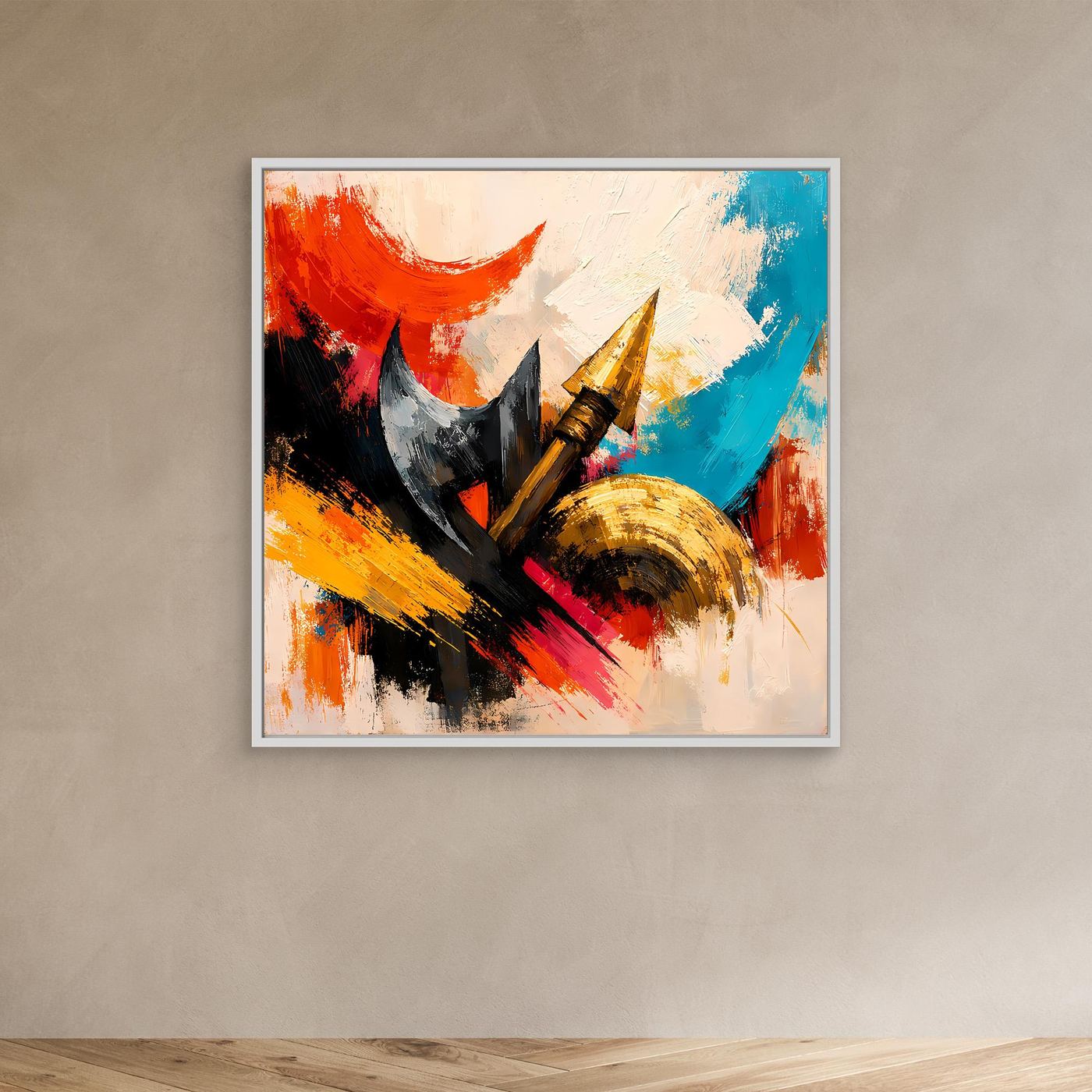 Premium Leinwand Abstrakte Wikinger Waffen | Modernes Kunst Poster Historische Wanddeko