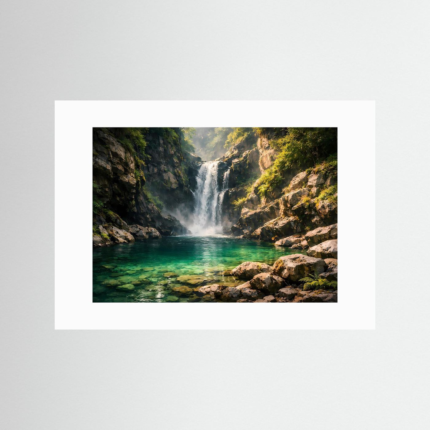 Versteckter Wasserfall in der Schlucht | Panorama Natur & Wasser Poster Querformat