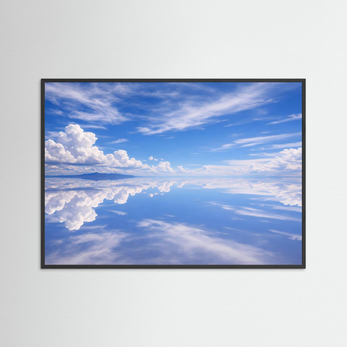 Panorama-Poster mit Himmel- und Wolkenmotiv, schwarzer Rahmen