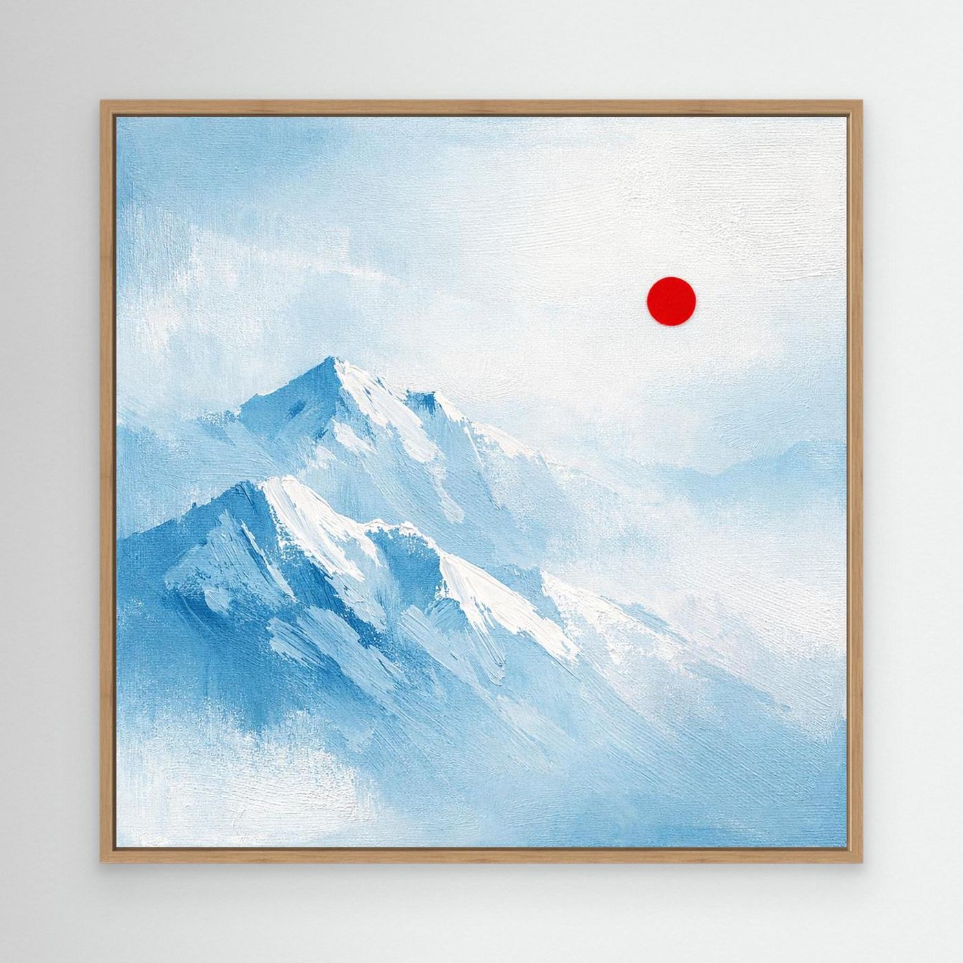 Leinwand Abstraktes Zugspitze Berg Wandbild | Alpin Minimalistisch Blau Weiß