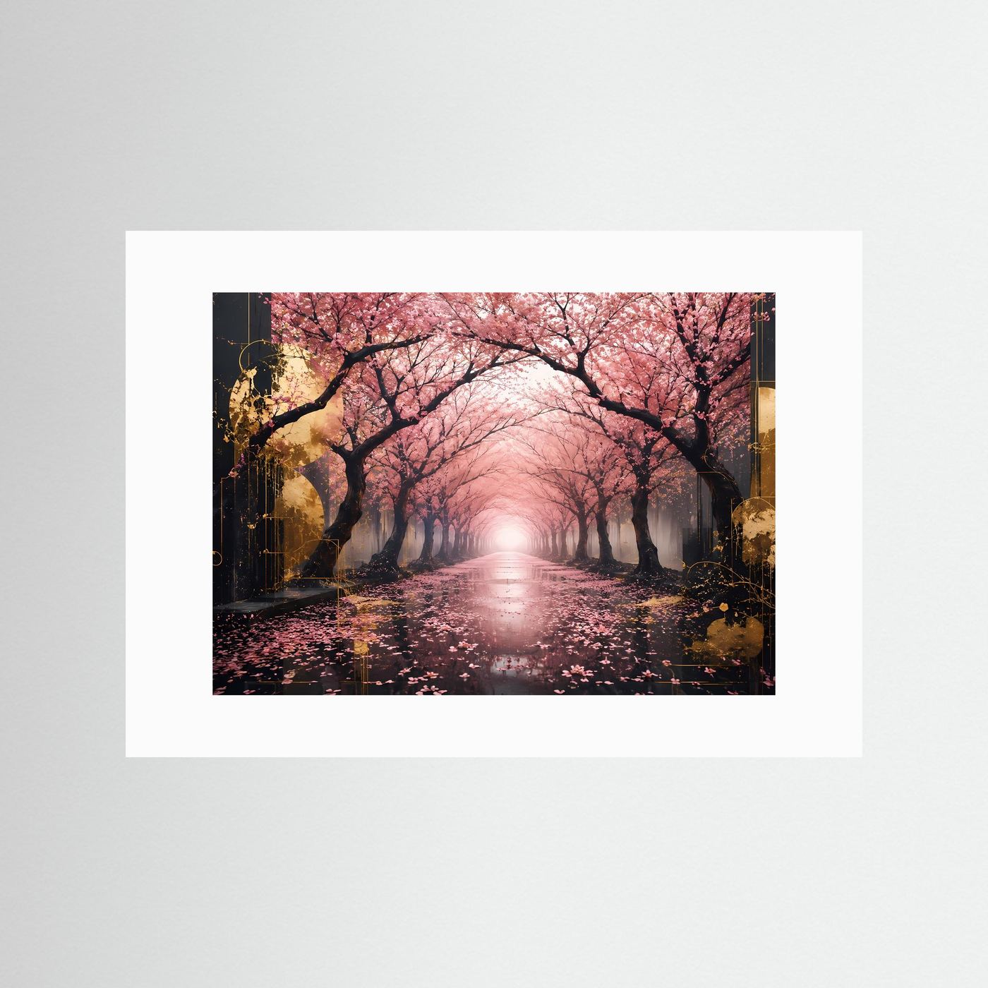 Kirschblütenallee Poster | Sakura Wandbild | Japanische Frühlingslandschaft | Rosa Blüten Kunst | Premium Leinwandbild