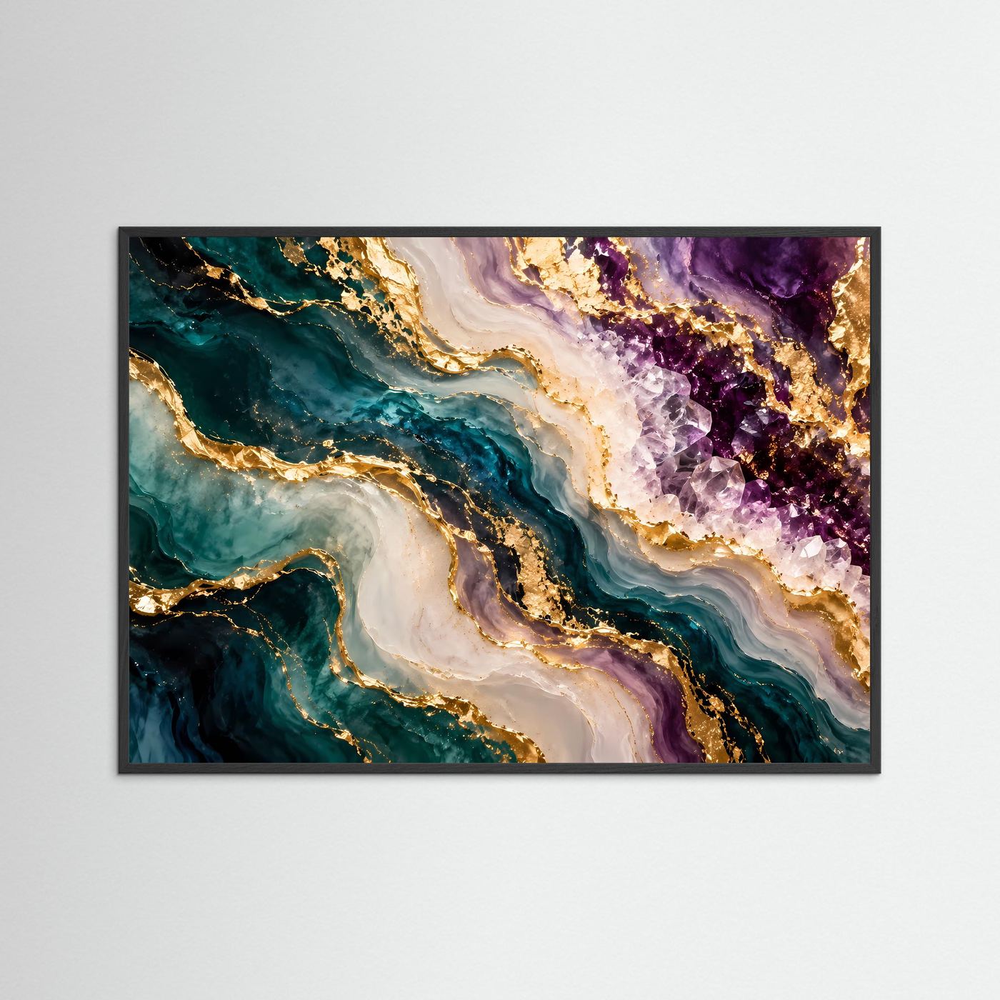 Abstrakte Geode Poster | Edelstein Wandkunst Gold | Luxuriöse Marmor Kunst | Moderne Kristall Wanddekoration