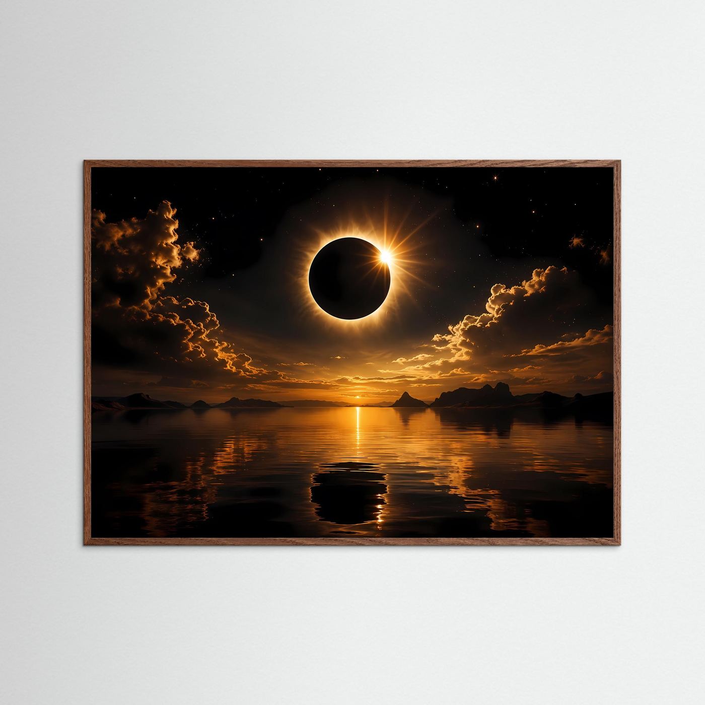 Faszinierende Sonnenfinsternis über dem See | Kosmos & Natur Poster