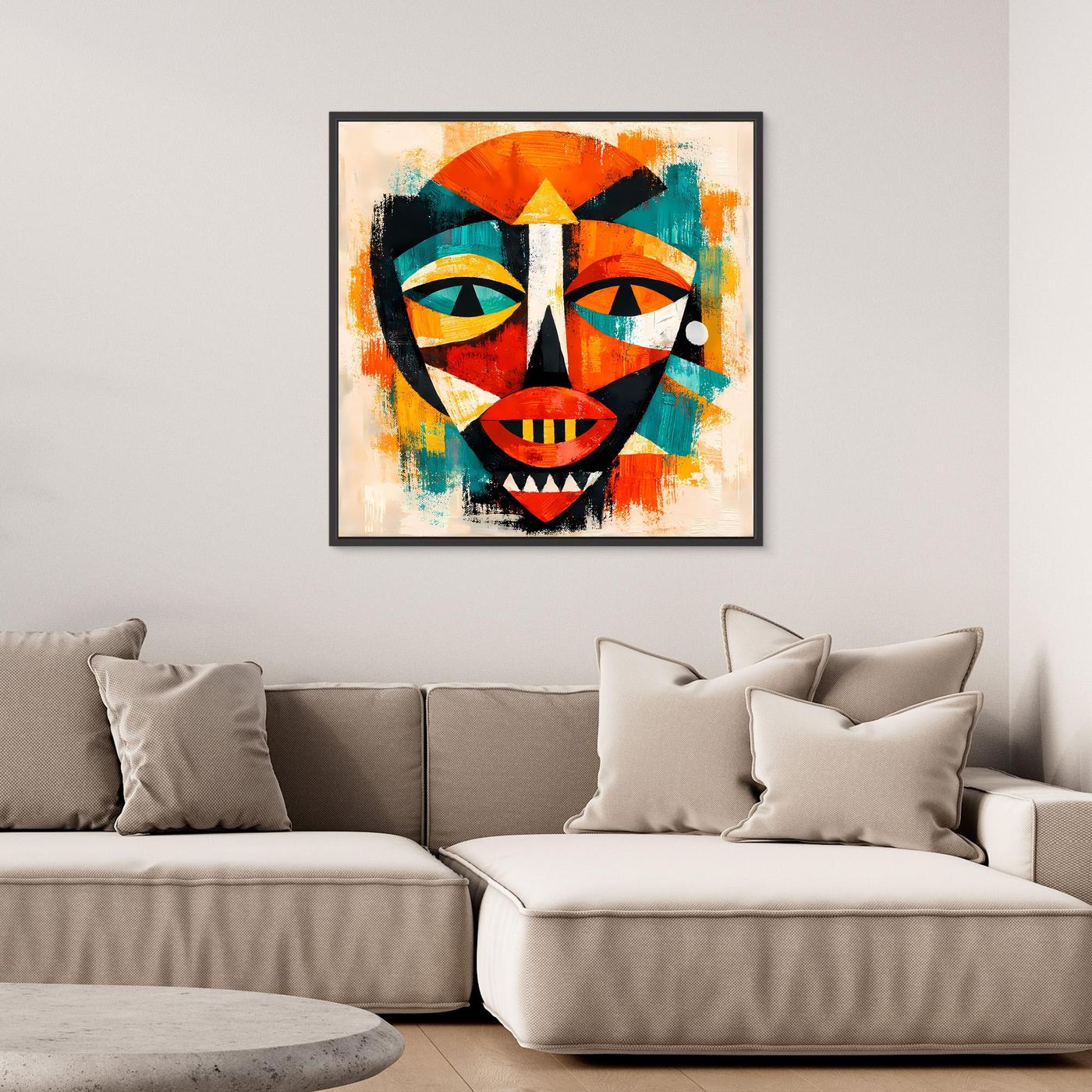 Leinwand Abstrakte Afrikanische Maske | Kubistisches Modern Art Wandbild