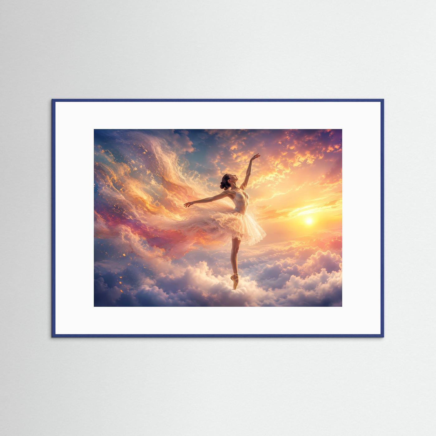 Ballerina über den Wolken im Sonnenlicht | Elegante Tanzkunst in Gold & Pastell