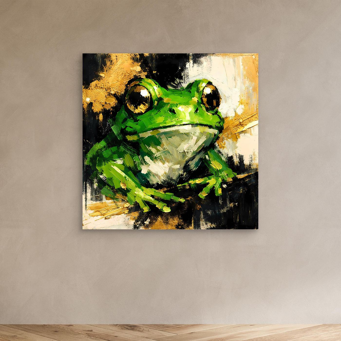Leinwand Farbenfroher Grüner Frosch | Abstraktes Tier Wandbild
