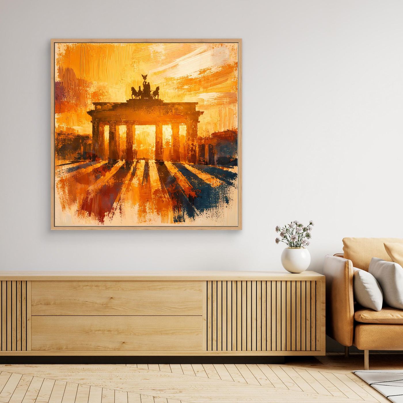 Leinwand Brandenburger Tor Goldene Abendstimmung | Abstraktes Berlin Wandbild