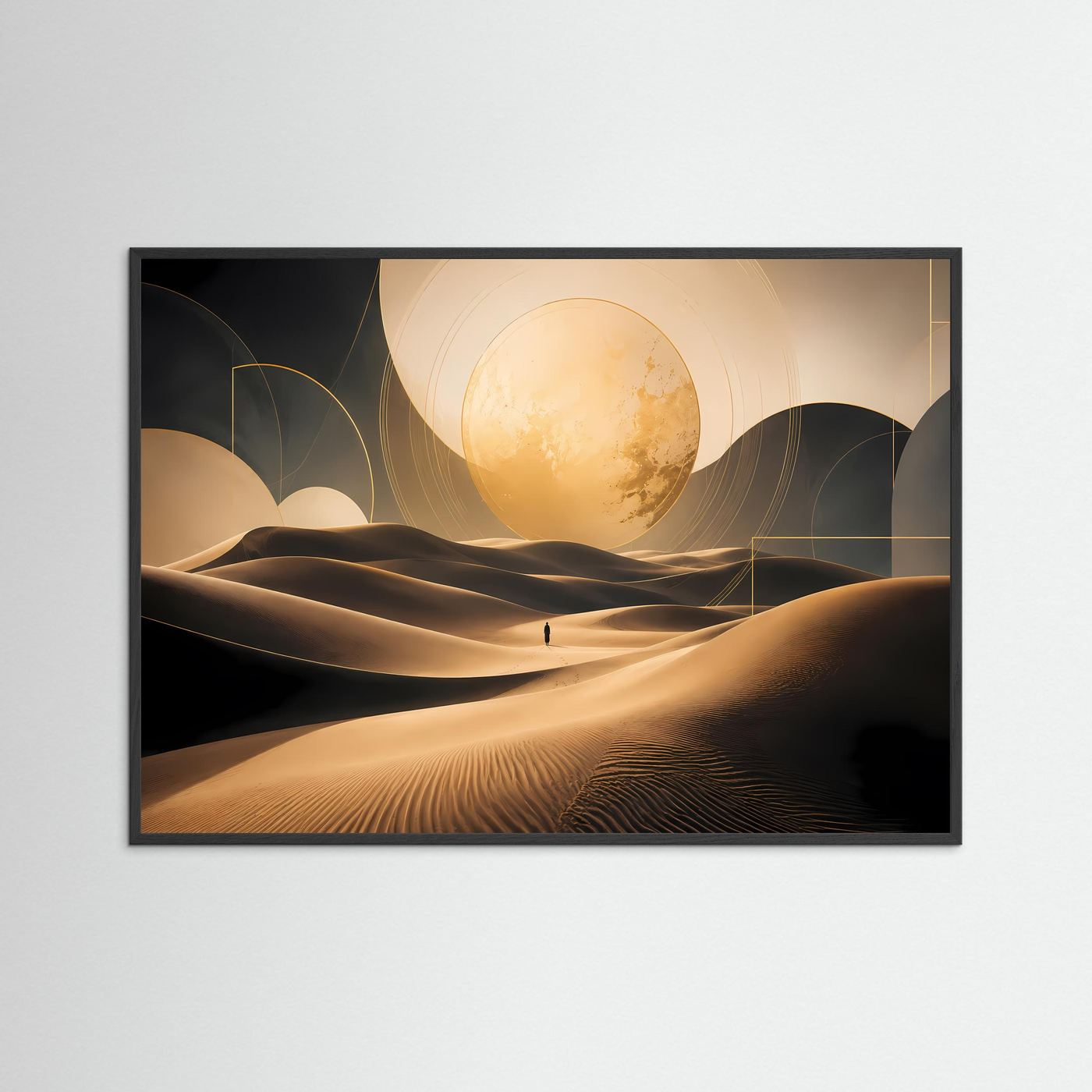 Goldene Wüste – Reise ins Unbekannte | Abstrakte Dünenlandschaft in Schwarz & Gold