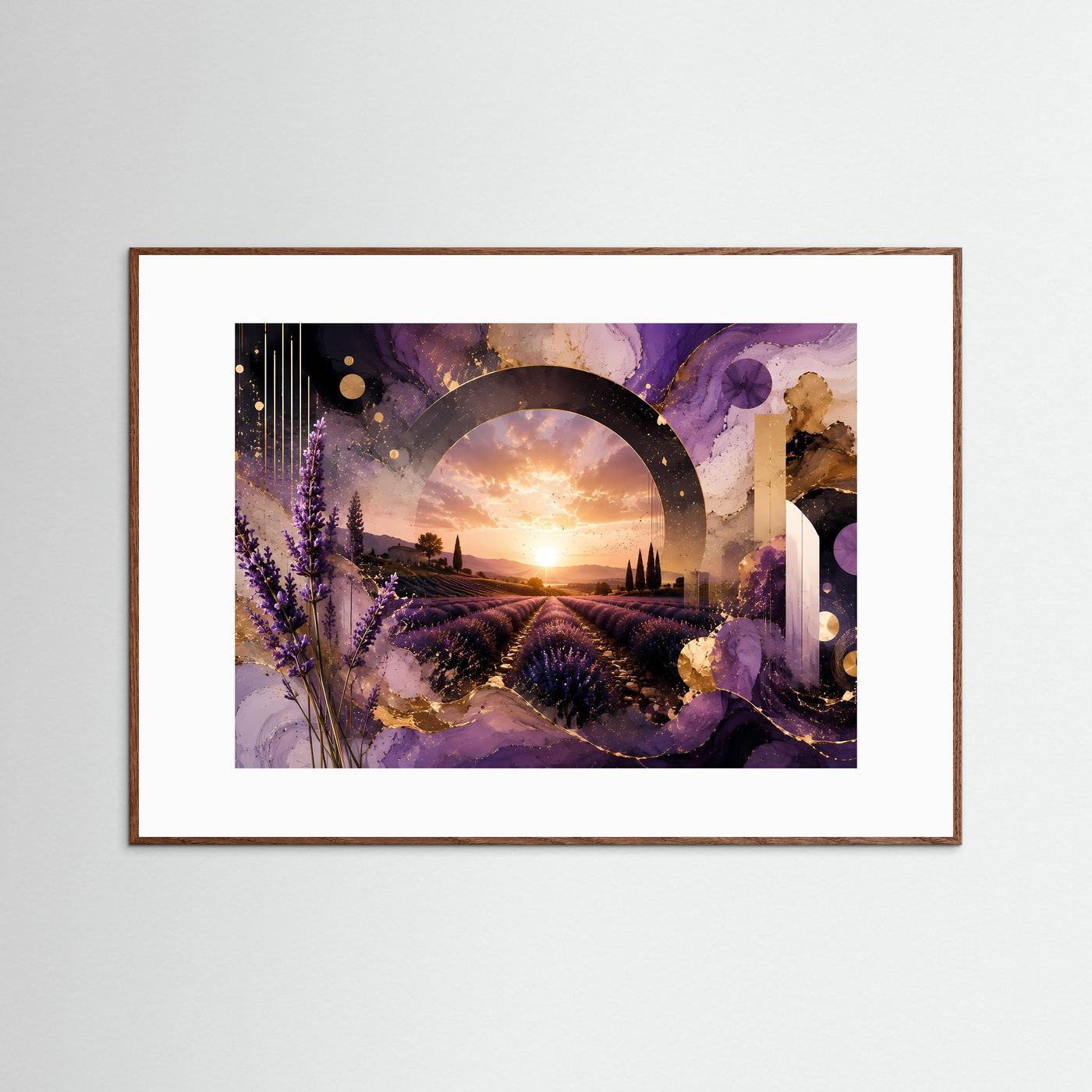 Lavendelfeld im Sonnenuntergang | Abstrakte Provence Wandkunst