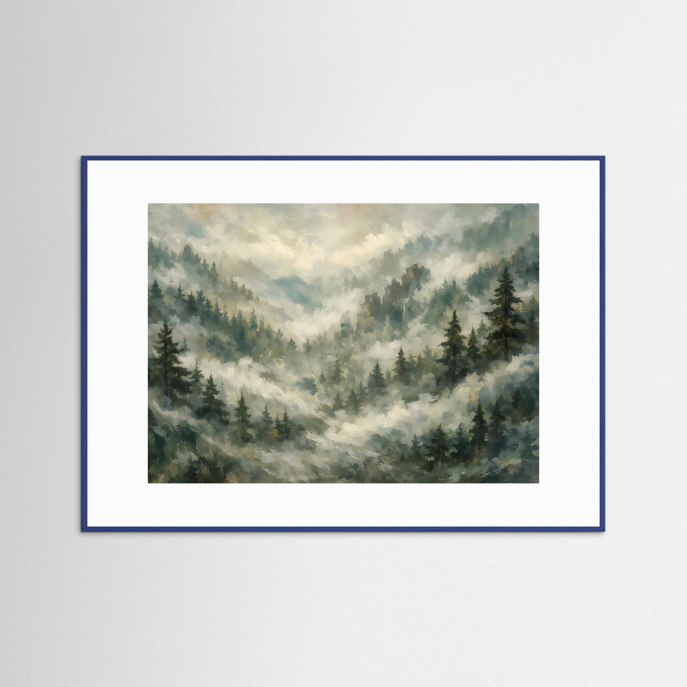 Neblige Bergidylle im Tannenwald | Panorama Natur & Landschaft Poster Querformat