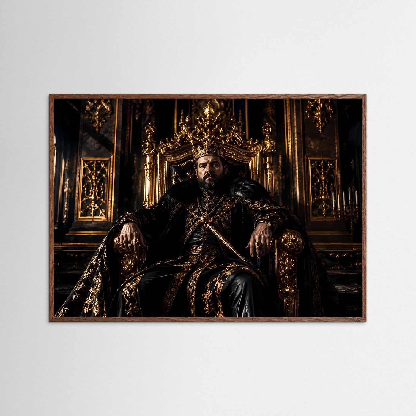 Mächtiger König auf goldenem Thron | Royaler Herrscher & Barock Poster