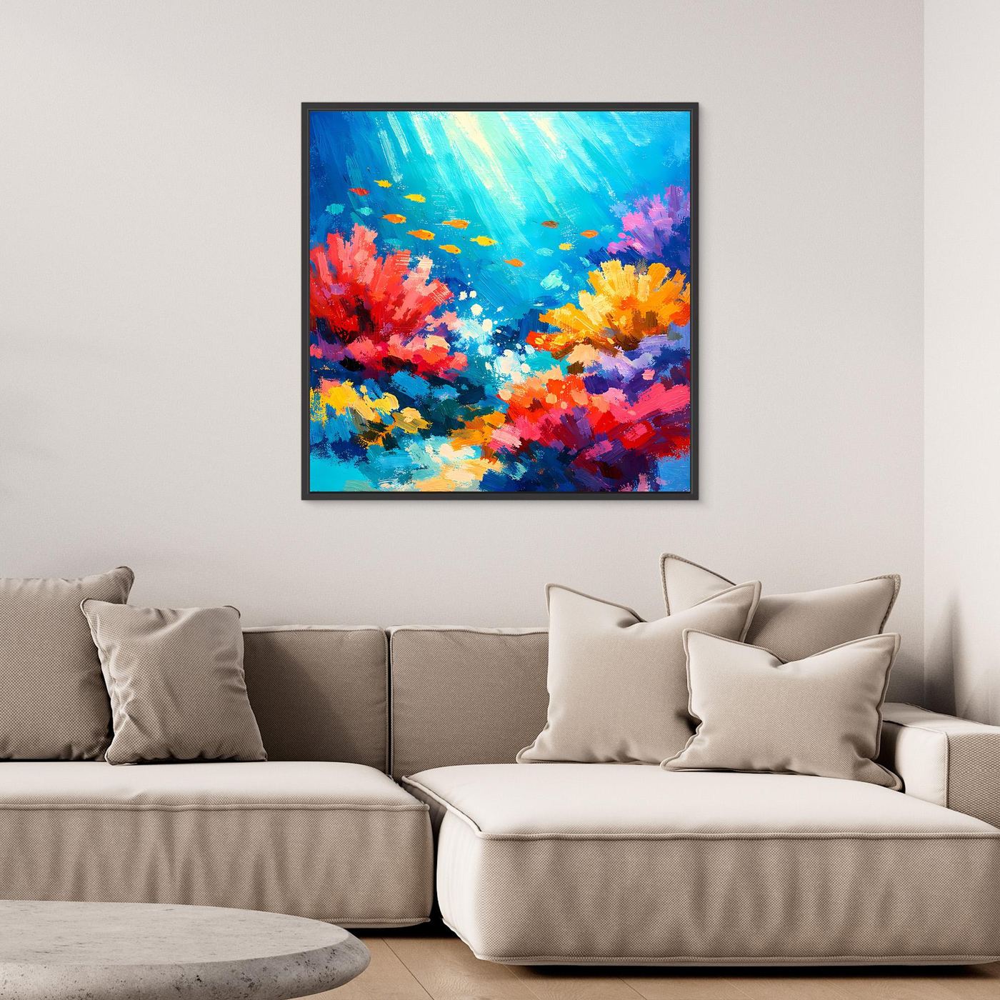 Leinwand Abstraktes Korallenriff Unterwasser | Modernes Ozean Wandbild Bunt