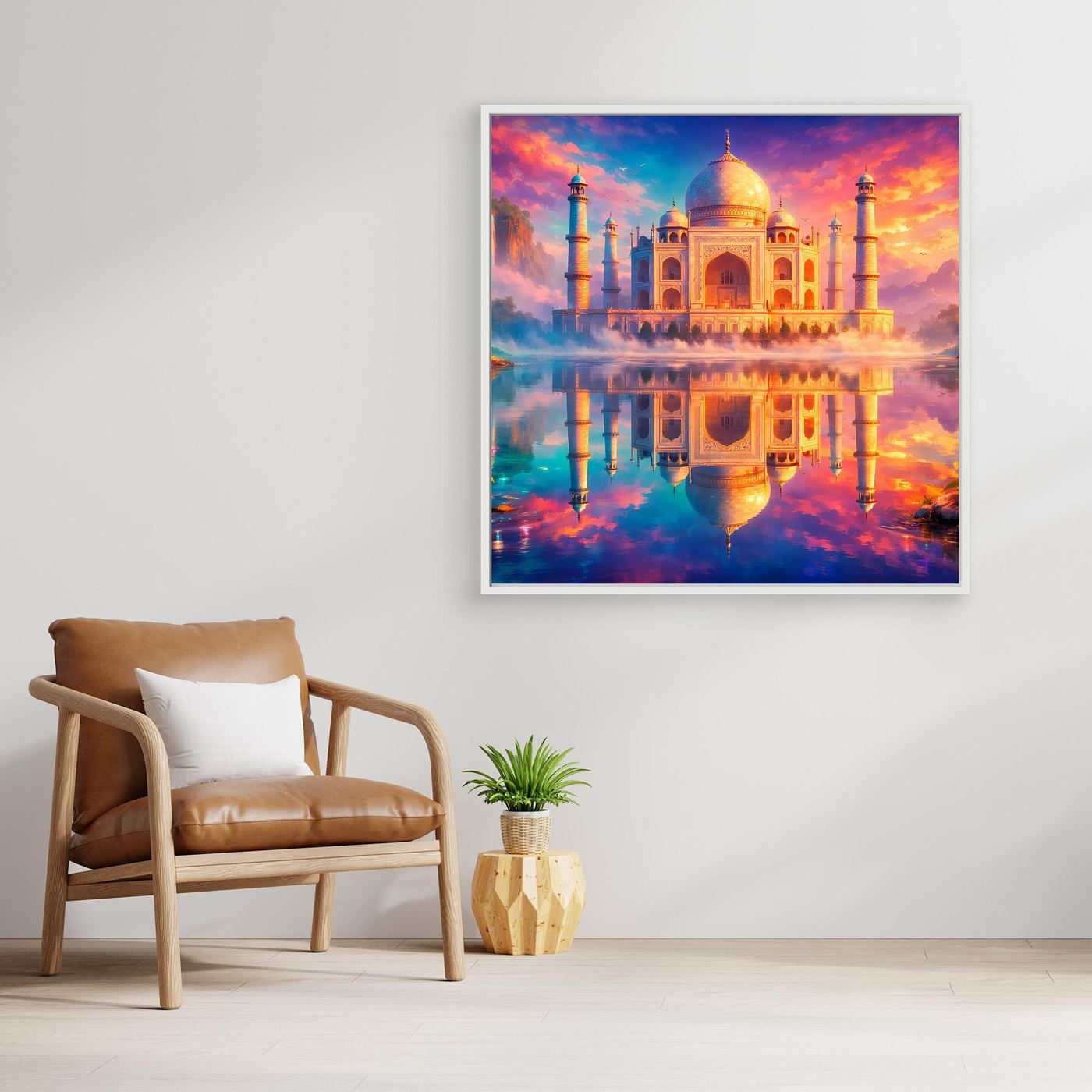 Leinwandbild Magisches Taj Mahal | Orientalisches Palast Wandbild auf echtem Holzkeilrahmen