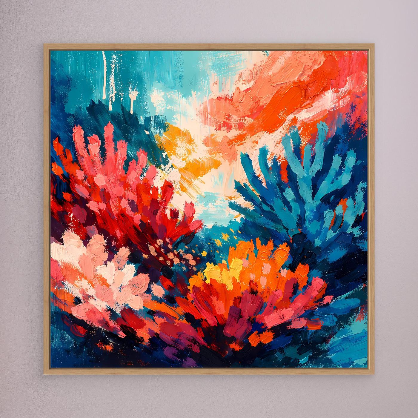 Leinwand Abstraktes Korallenriff im Farbenrausch | Modernes Unterwasser Wandbild
