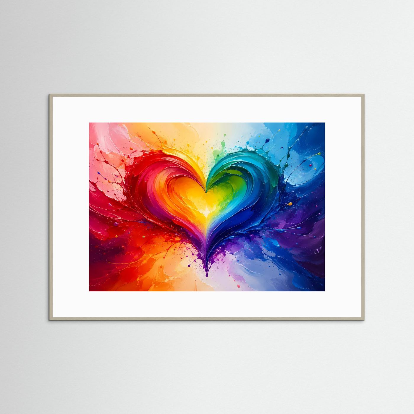 Regenbogen Herz Poster | Abstrakte Liebe Wandkunst | LGBTQ+ Herz Kunst | Farbenfrohes Modernes Wandbild