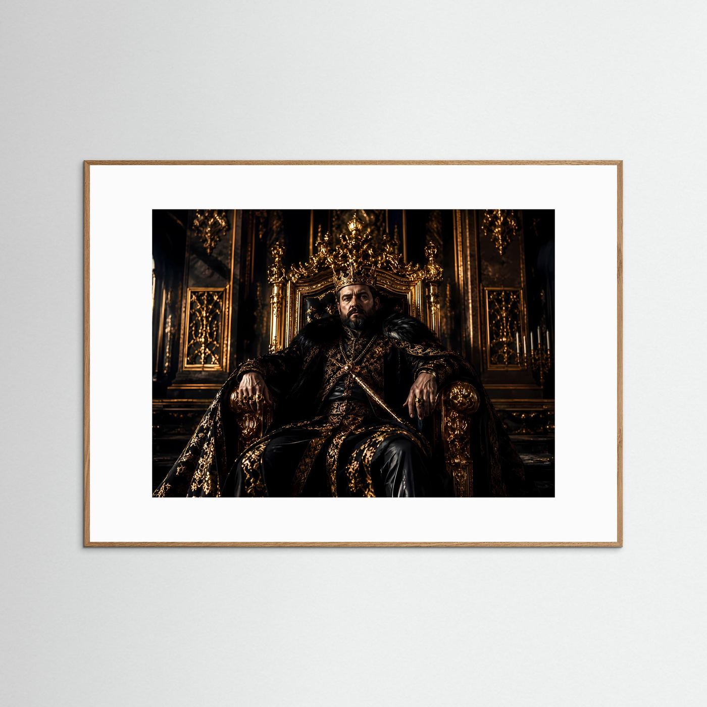 Mächtiger König auf goldenem Thron | Royaler Herrscher & Barock Poster
