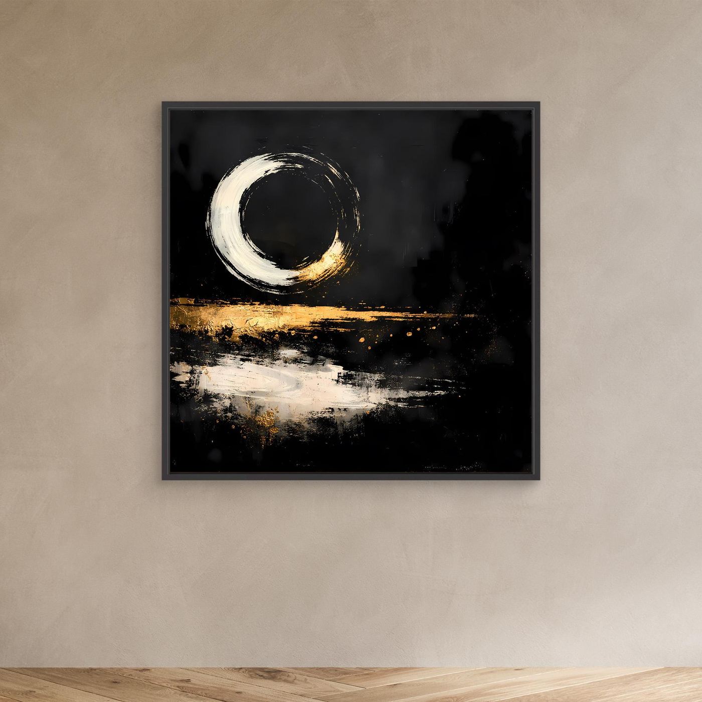 Leinwand Abstrakte Mondsichel über dem Wasser | Modernes Zen Wandbild