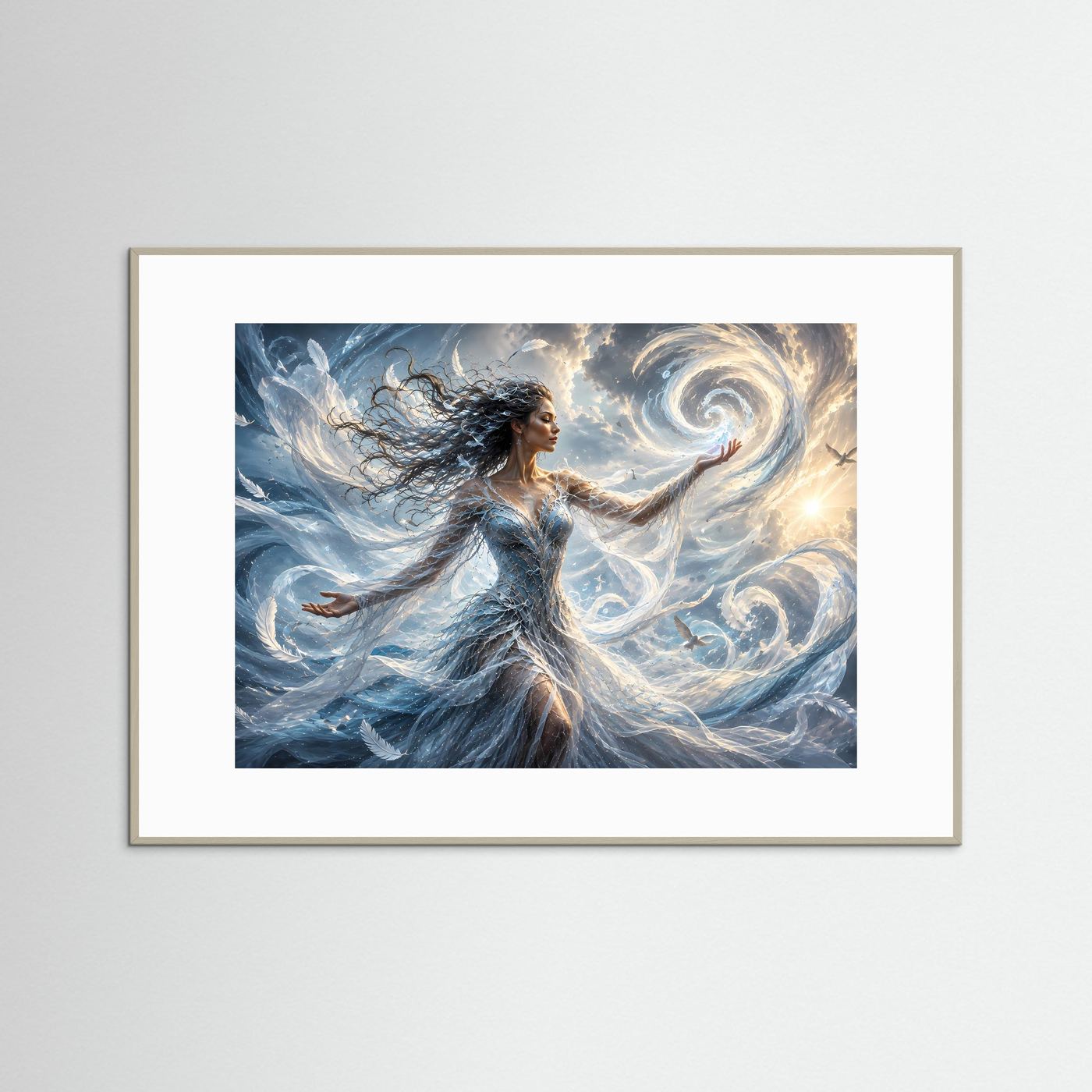 Element Luft Poster | Himmlische Göttin Wandbild | Fantasy Fine Art | Magische Windkunst | Elegante Moderne Leinwand