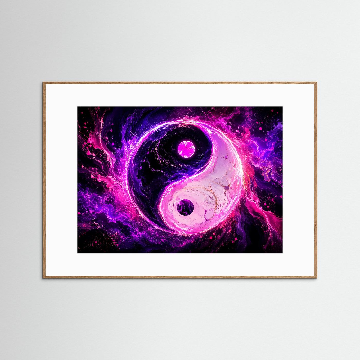 Yin Yang Poster Neon Pink | Spirituelle Wandkunst | Abstraktes Balance Symbol | Moderne Zen Kunst | Energie & Harmonie | Premium Fine Art