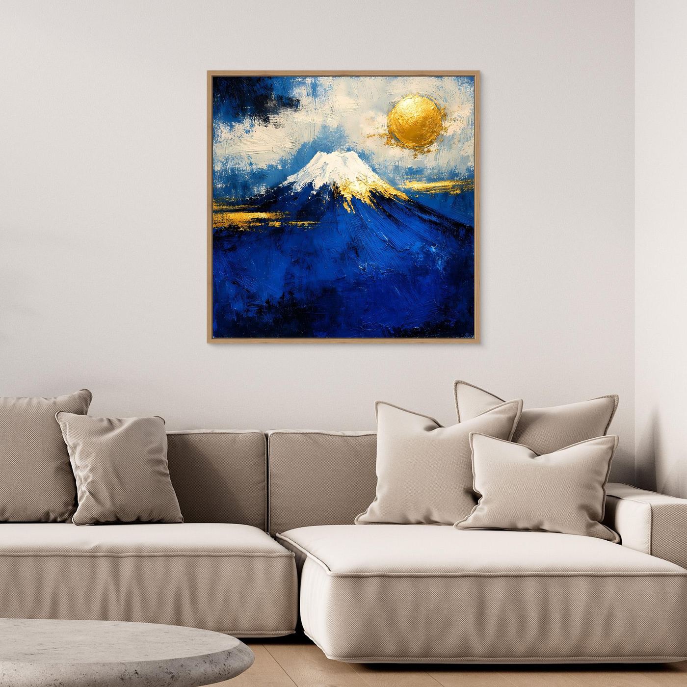 Leinwand Majestätischer Berg Fuji im Sonnenuntergang | Abstraktes Japan Wandbild Moderne Kunst