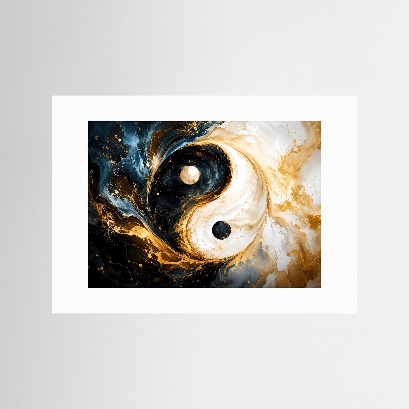 Yin Yang Poster Gold Schwarz | Abstrakte Spirituelle Wandkunst | Moderne Fine Art | Luxus Zen Wandbild | Leinwand Design