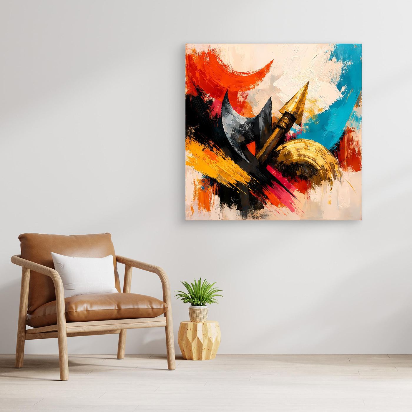 Premium Leinwand Abstrakte Wikinger Waffen | Modernes Kunst Poster Historische Wanddeko
