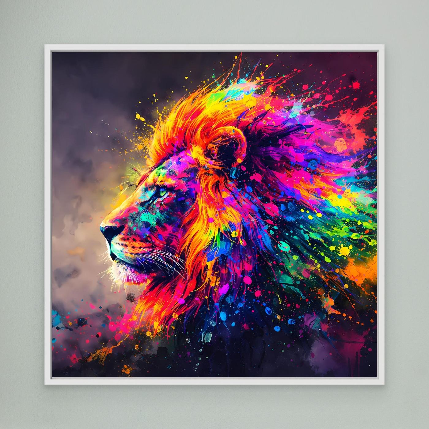 Leinwandbild Majestätischer Löwe | Abstraktes Pop-Art Löwen Wandbild auf Keilrahmen
