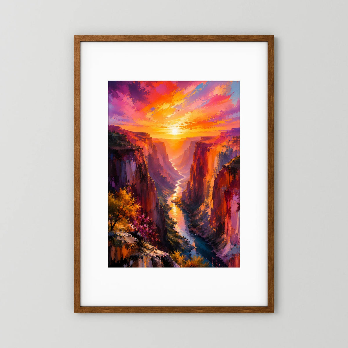 Leuchtender Canyon | Farbenfroher Sonnenuntergang über Schlucht | Poster Hochformat