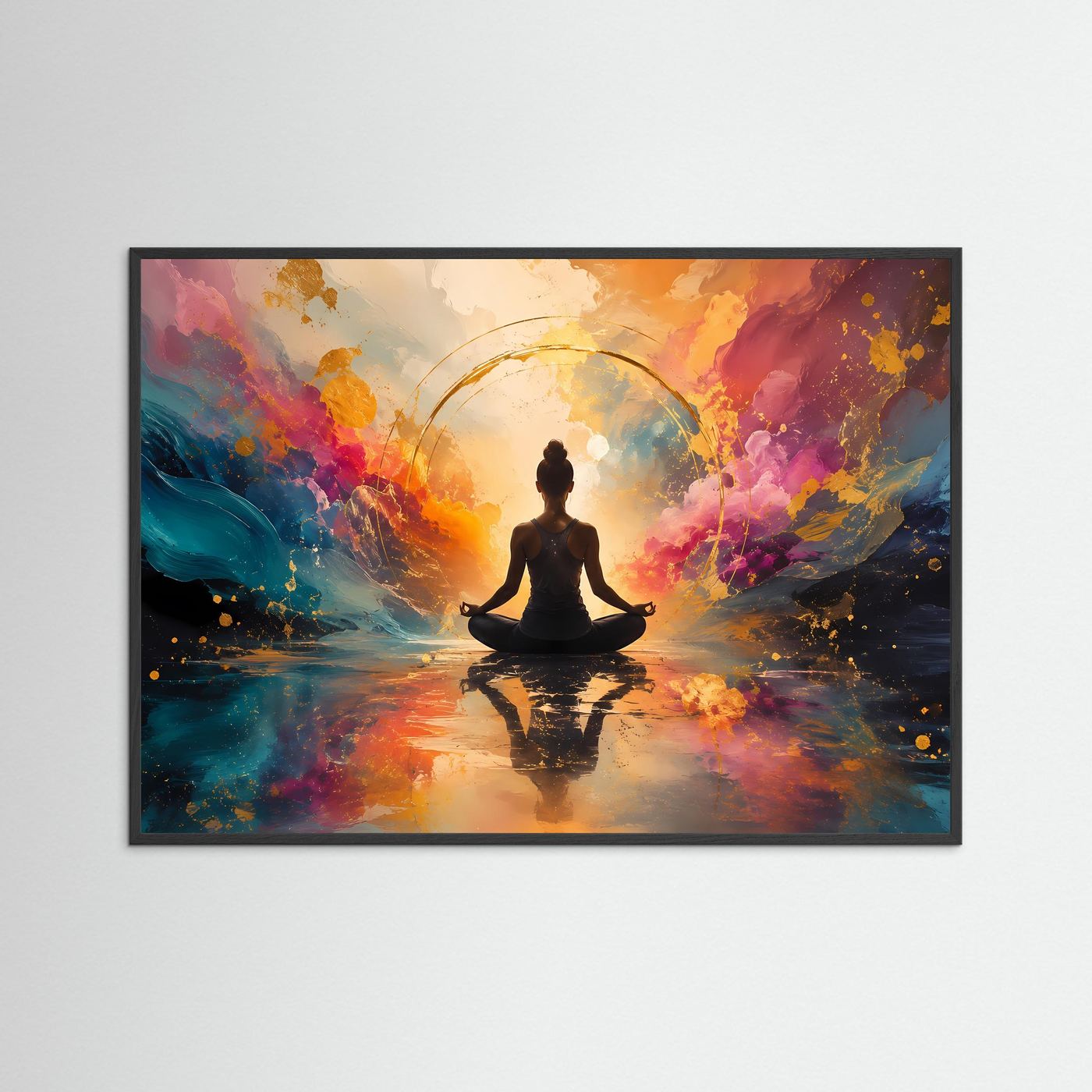 Harmonie der Elemente | Spirituelles Yoga & Meditation Poster mit Gold-Akzenten